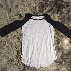Black and Gray cold shoulder shirt